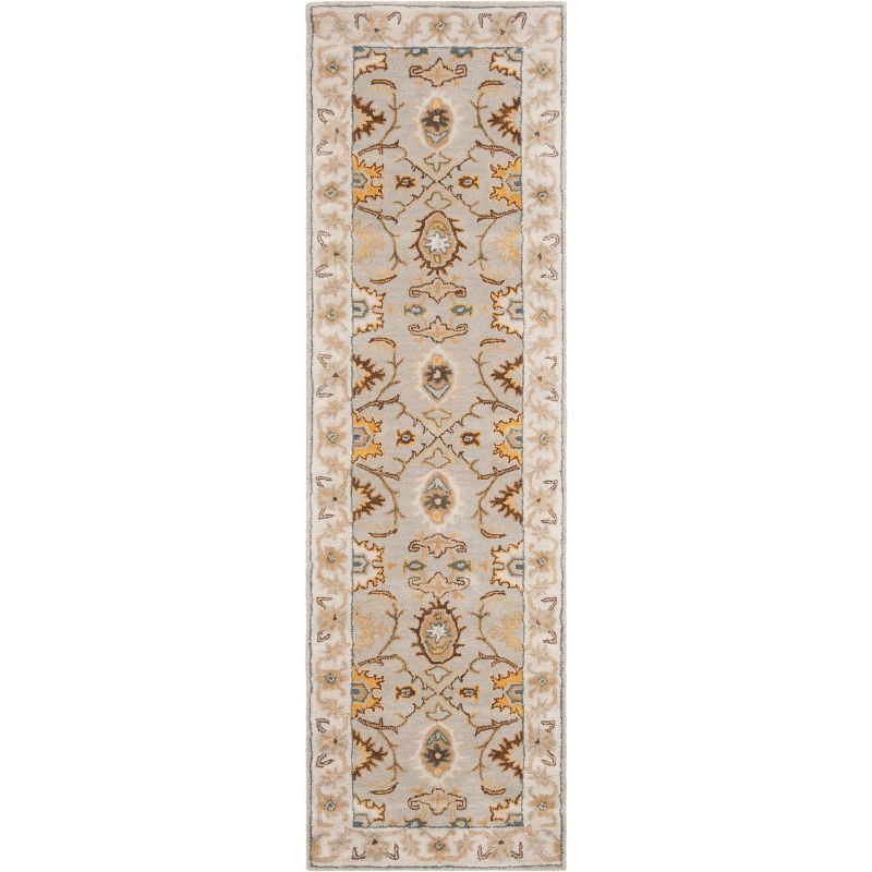Light Grey and Beige Hand-Tufted Wool Runner Rug