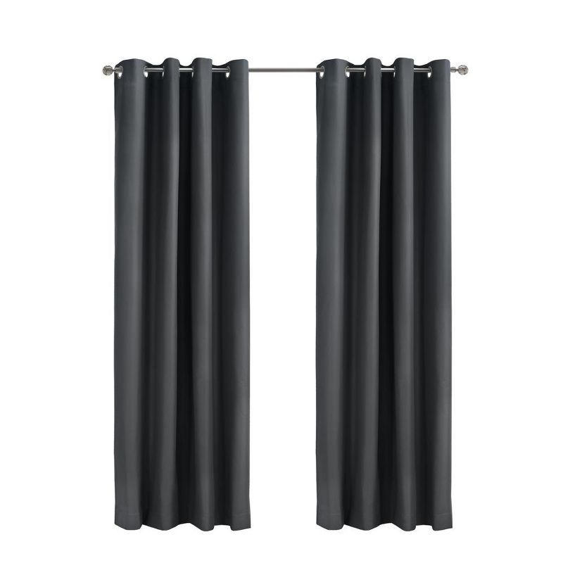 Charcoal Blackout Polyester Grommet Curtain Panel 52" x 63"