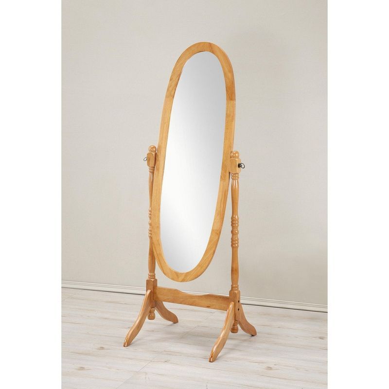Traditional Oak Freestanding Oval Wood Cheval Mirror