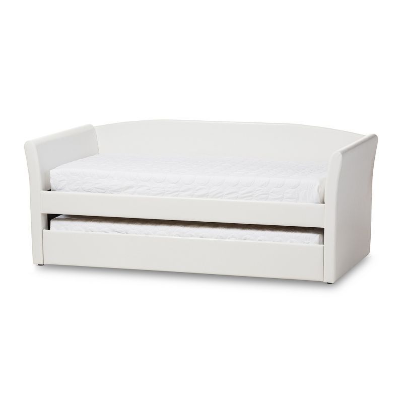 Twin Camino Contemporary White Faux Leather Daybed with Trundle