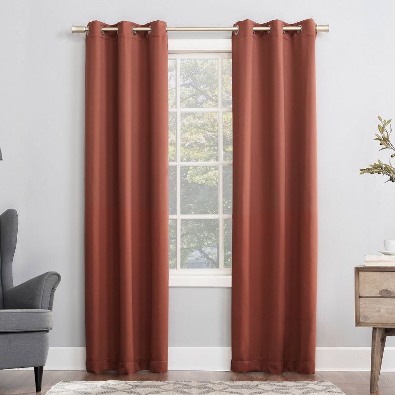 Terracotta Red Blackout Grommet Top Energy Efficient Curtain Panel