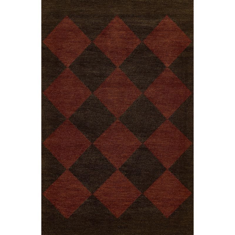 Copper and Brown Handwoven Wool Rectangular Area Rug, 9' x 12'