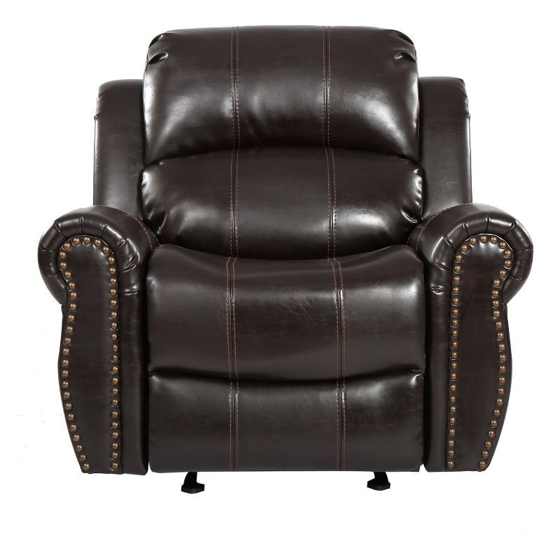 Harbor Rustic Brown Leather & Metal Glider Recliner Chair