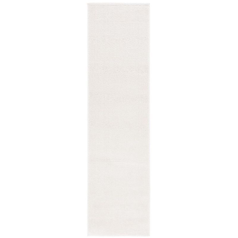 Ivory Geometric Hand-knotted Synthetic Runner Rug