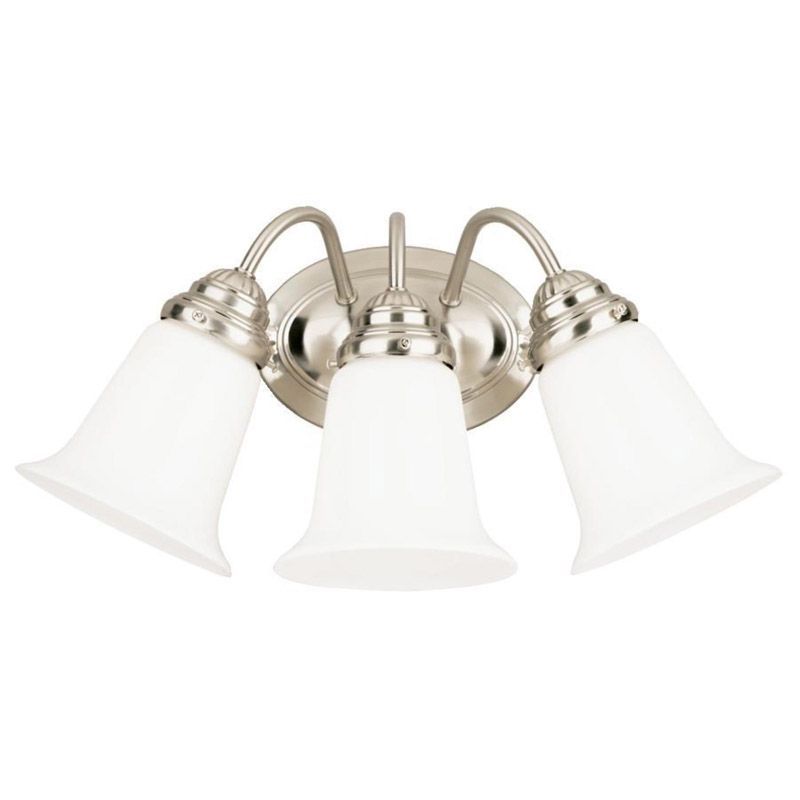 Brushed Nickel 3-Light Wall Sconce with Opal Glass Shades