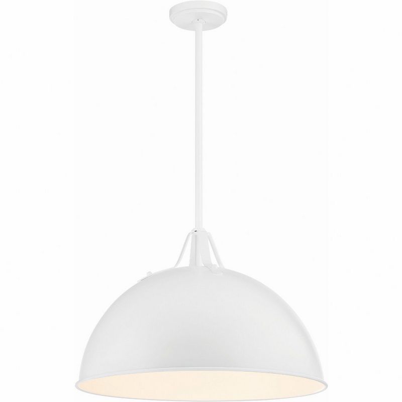 White Matte Steel Dome Pendant Light with LED