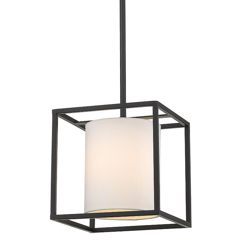 Golden Manhattan 9" Mini Pendant in Matte Black with White Shade