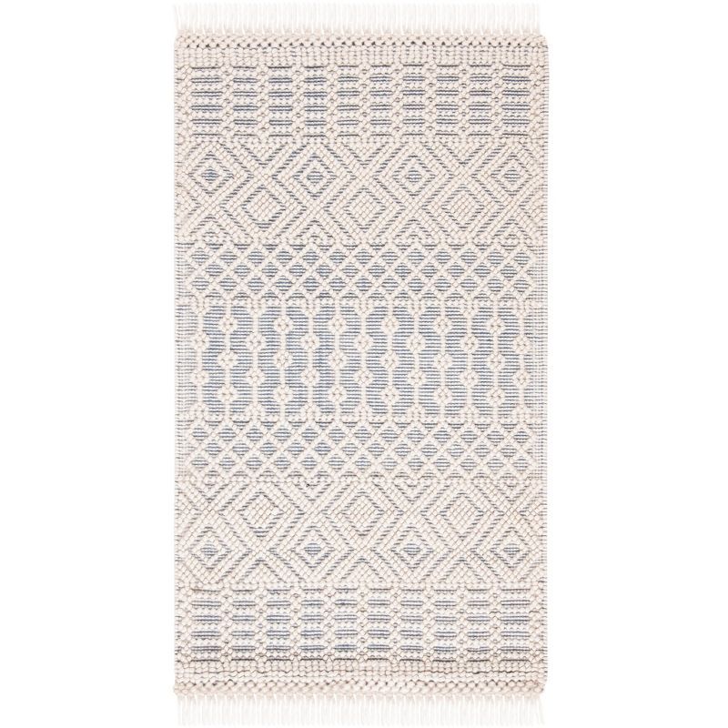 Beachside Bliss Ivory and Grey Handwoven Wool Area Rug - 3' x 5'