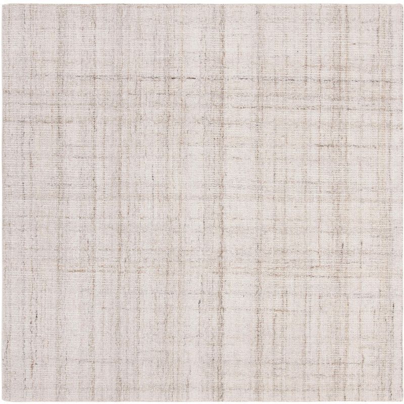 Ivory & Beige Handmade Tufted Wool-Blend 8' Square Abstract Rug