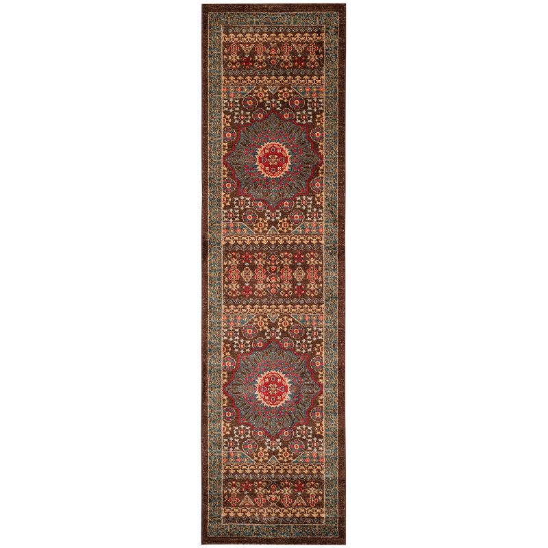Hand-knotted Red and Navy Synthetic Traditional Oriental Rug