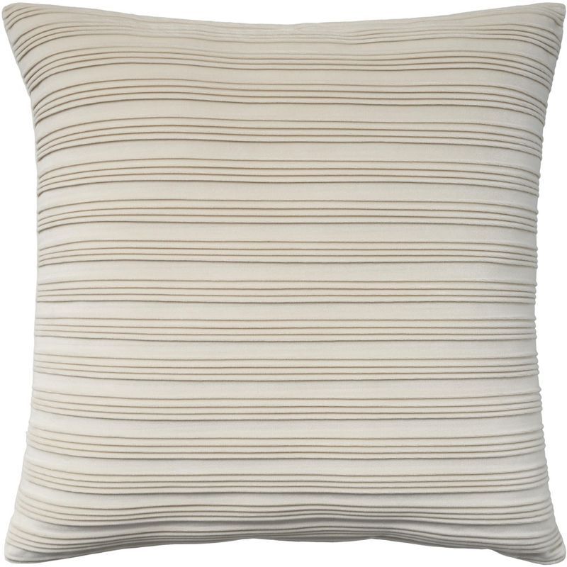 Waverly Ivory Pleated Velvet 18" x 18" Throw Pillow