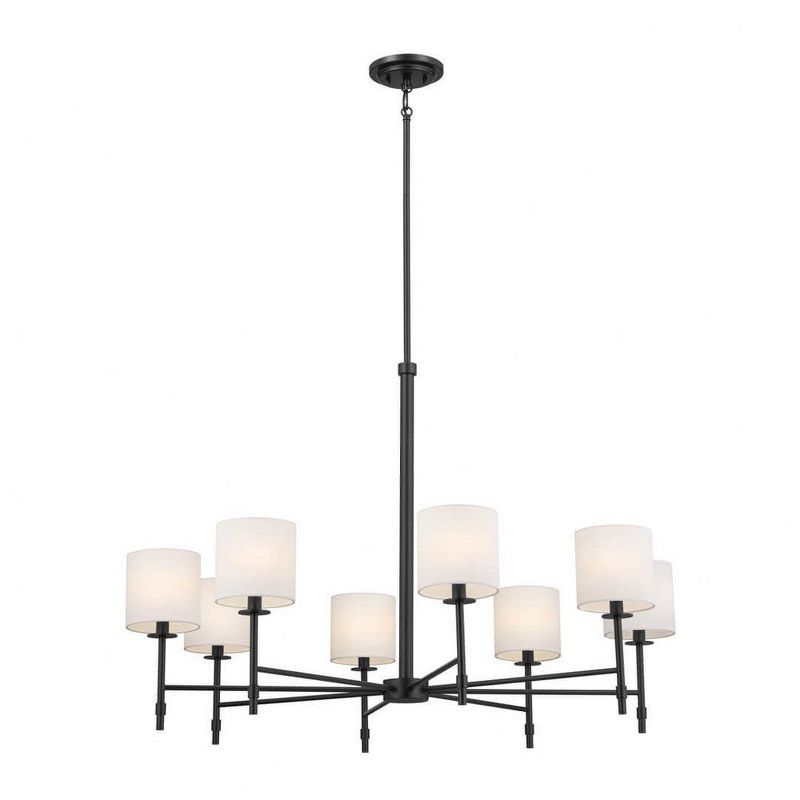 Ali Black 8-Light Chandelier with Fabric Drum Shades