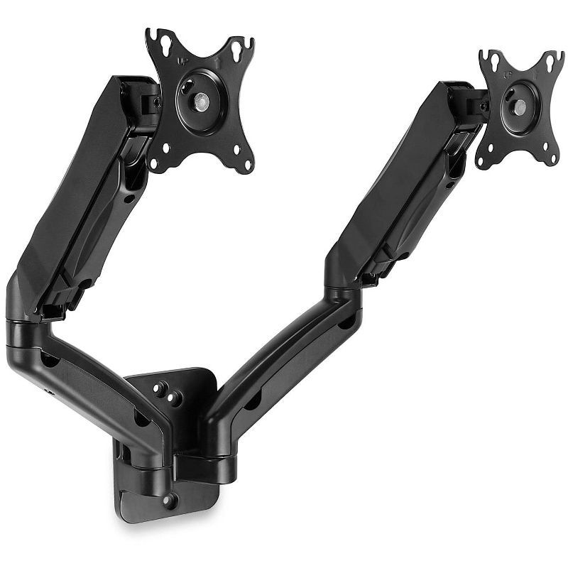 Black Steel Dual Arm Full Motion Monitor Wall Mount