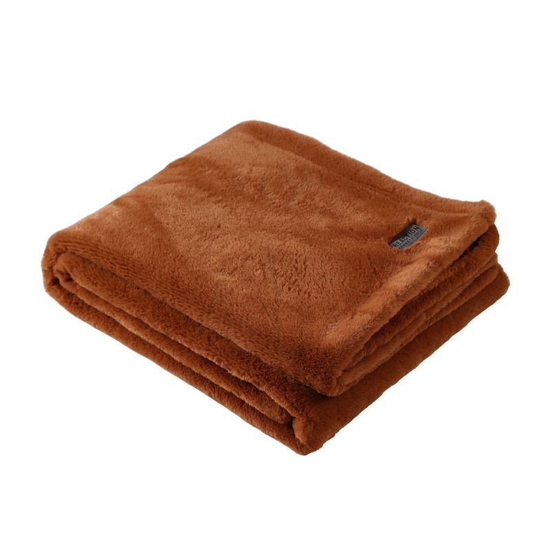 Ginger Orange Faux Fur Reversible Throw Blanket 50" x 60"