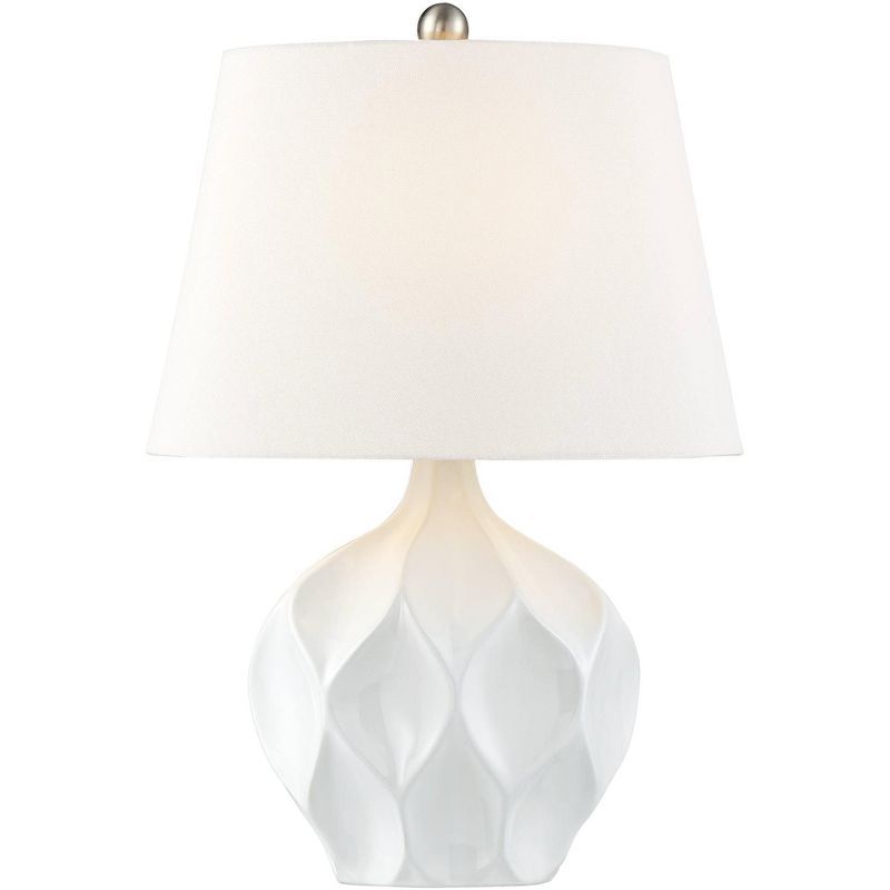 White Ceramic Geometric Mid Century Modern Table Lamp