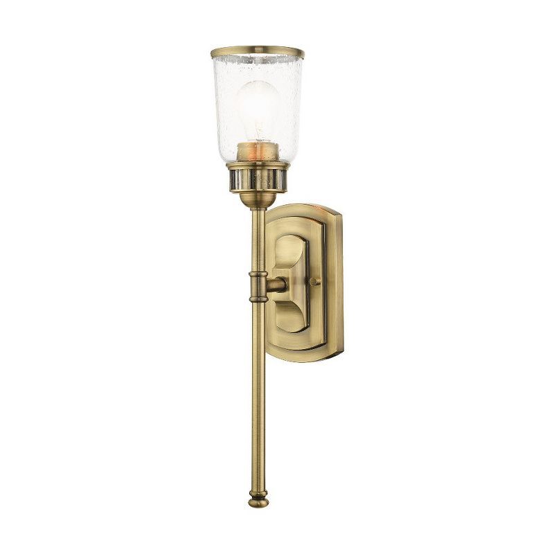 Antique Brass Seeded Glass 1-Light Sconce