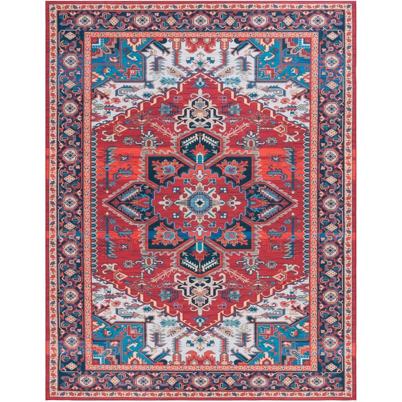 Tucson Medici 78'' Red & Blue Synthetic Easy-Care Area Rug