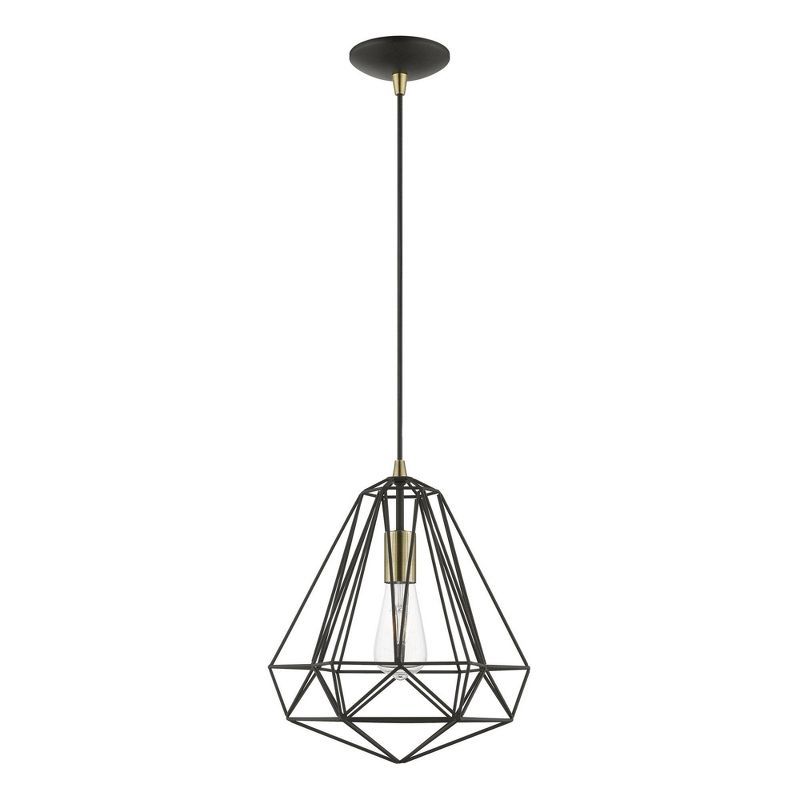 Knox 12" Textured Black and Polished Chrome 1-Light Pendant