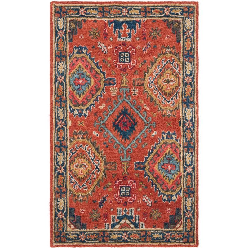 Heritage Rust and Navy Hand-Tufted Wool Area Rug 3' x 5'