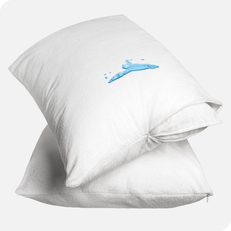 Standard White Cotton Hypoallergenic Waterproof Pillow Protector