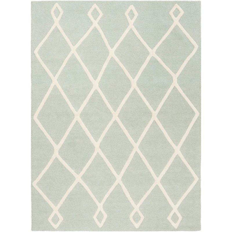 Mint and Ivory Geometric Hand-Tufted Wool Kids Area Rug 5' x 7'