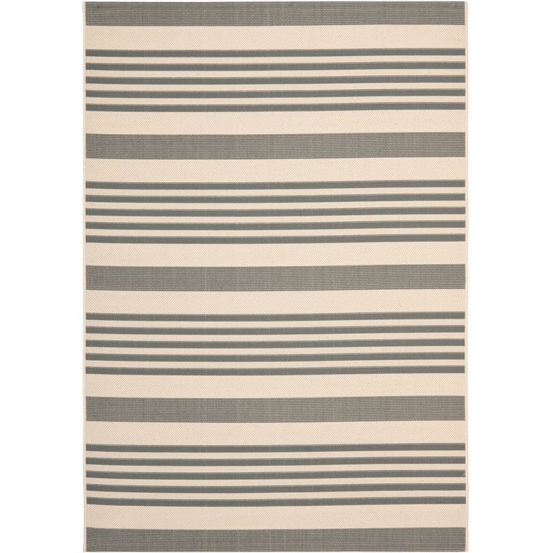 Elegant Striped Grey 5' x 7' Synthetic Easy-Care Area Rug