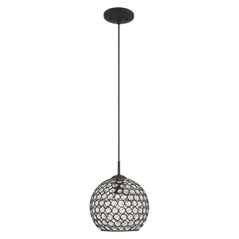 Cassandra Black Mini Globe Pendant with Crystal Accents