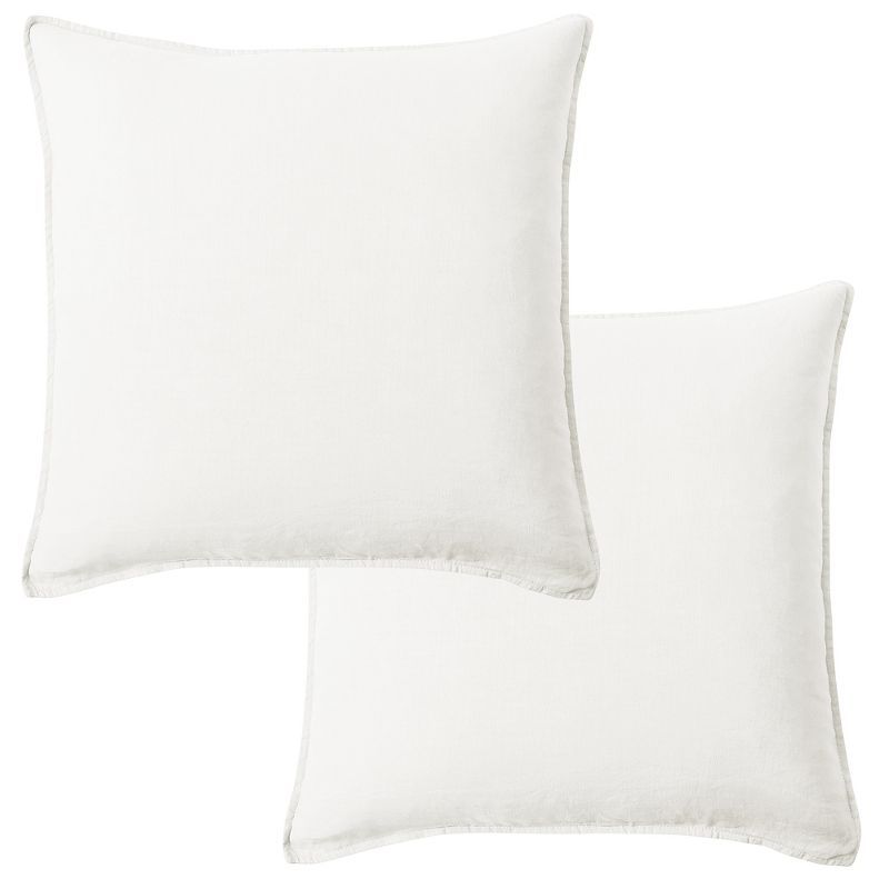 Chateau-Inspired Cream Linen 20x20in Decorative Pillow Cover Set