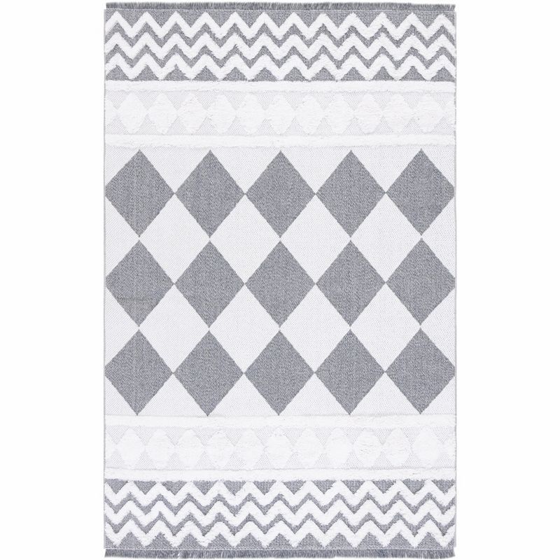 Augustine 5' x 7' Ivory/Grey Flat Woven Synthetic Area Rug