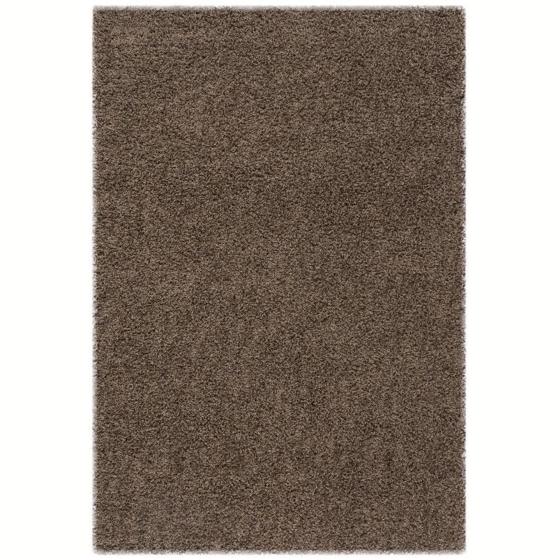 Gray Taupe Synthetic Shag 6' x 9' Handmade Area Rug