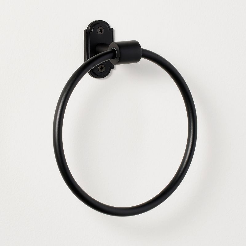 Matte Black Wall Mounted Metal Towel Ring