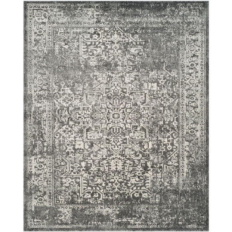 Grey and Ivory Reversible Rectangular Synthetic Area Rug 8' x 10'