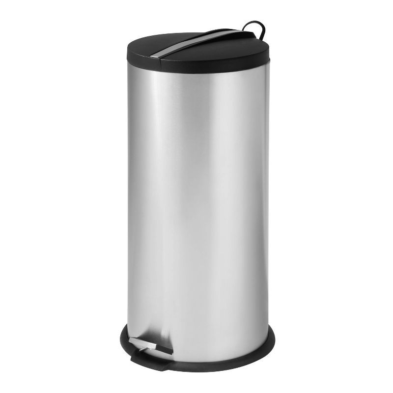 Silver Stainless Steel Pedal Trash Can with Removable Liner, 30L