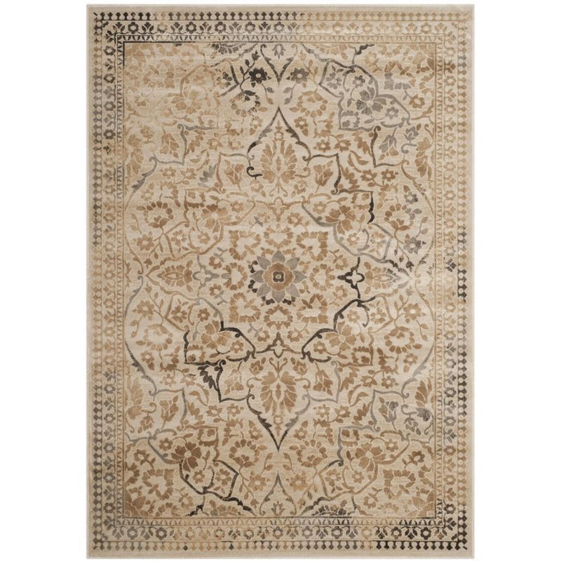 Hand-Knotted Vintage Elegance Creme Viscose 8' x 10' Area Rug