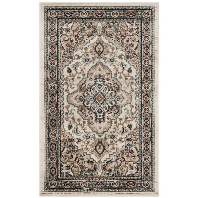 Elegant Cream Beige Traditional Square Area Rug 39"