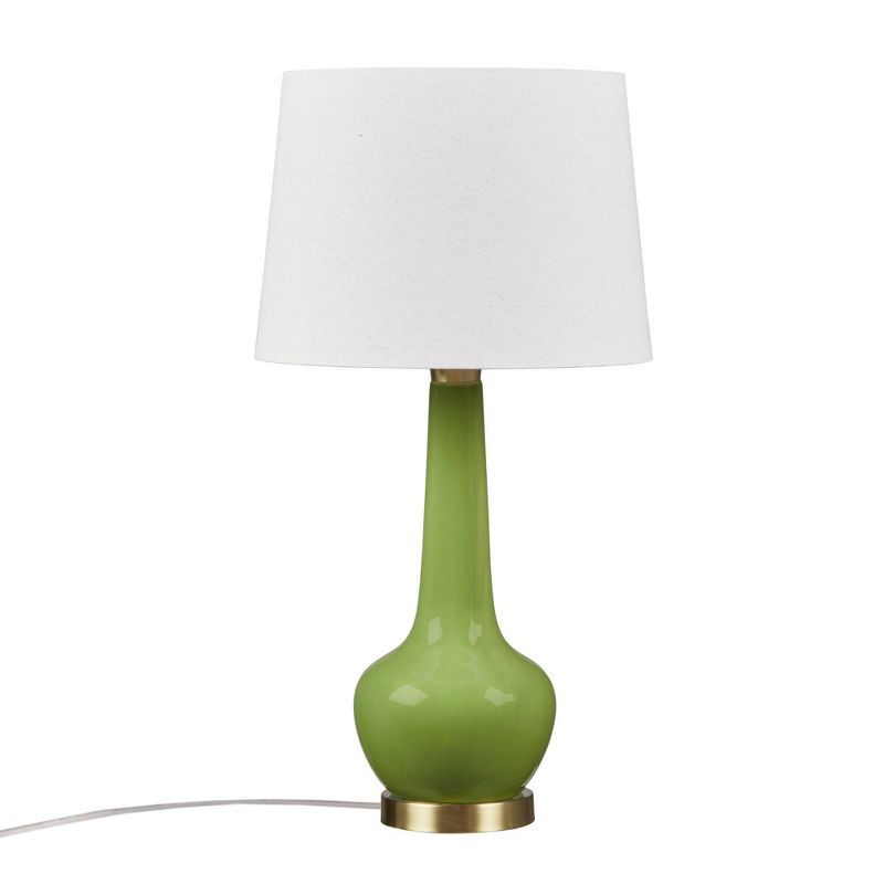 Green Ceramic Genie-Style Table Lamp with White Shade