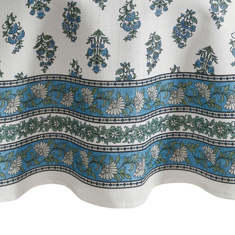 Tropez Blue and Green Polyester Round Tablecloth, 70"