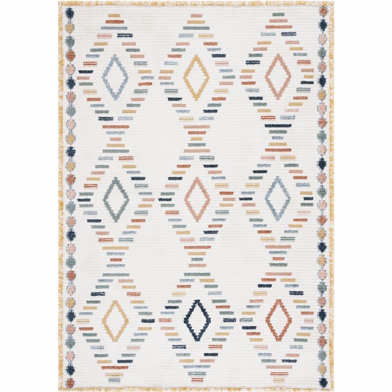 Ivory Multi Moroccan Hand-knotted Wool Area Rug