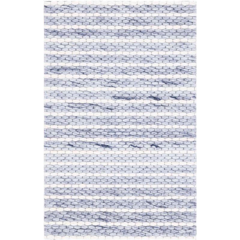 Ivory Rectangular Flat Woven Wool Area Rug, 3' x 5'