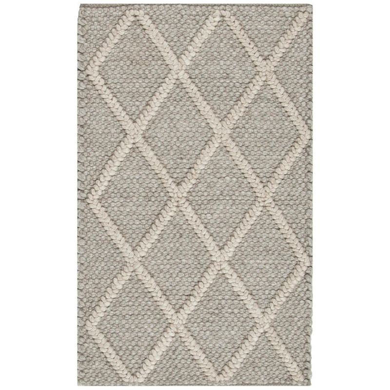 Gray Hand-Tufted Wool and Viscose Geometric Area Rug, 2' x 3'