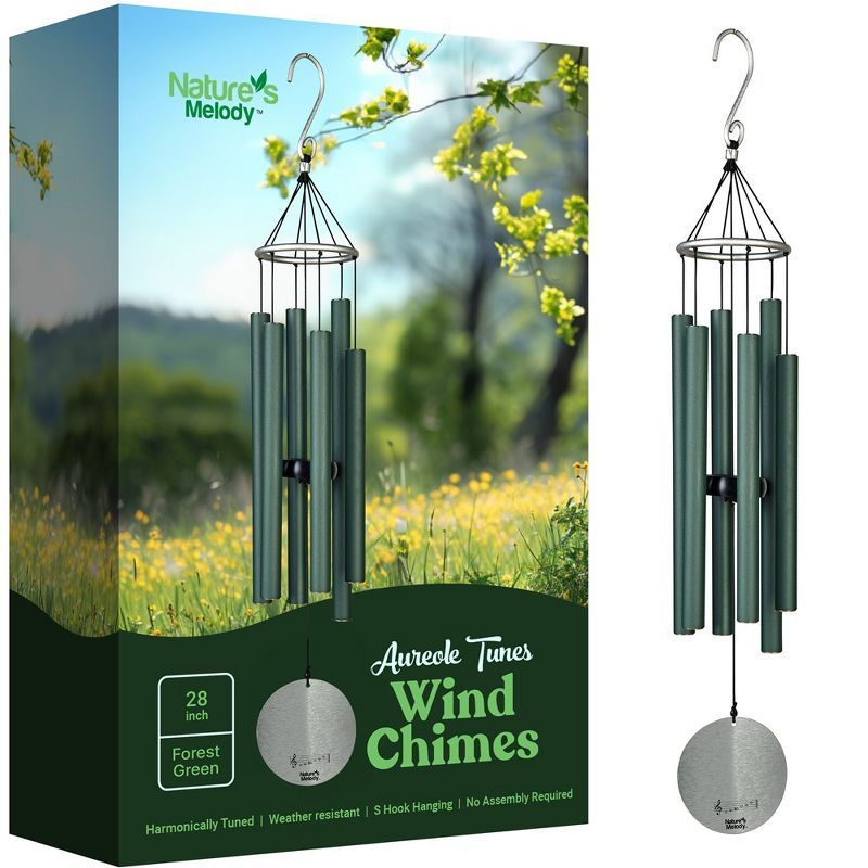 Forest Green 28" Rustproof Aluminum Outdoor Wind Chimes