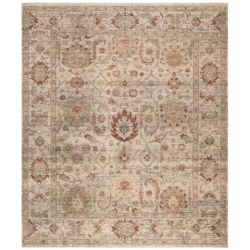 Ivory Geometric 9' x 12' Hand-Knotted Wool Area Rug