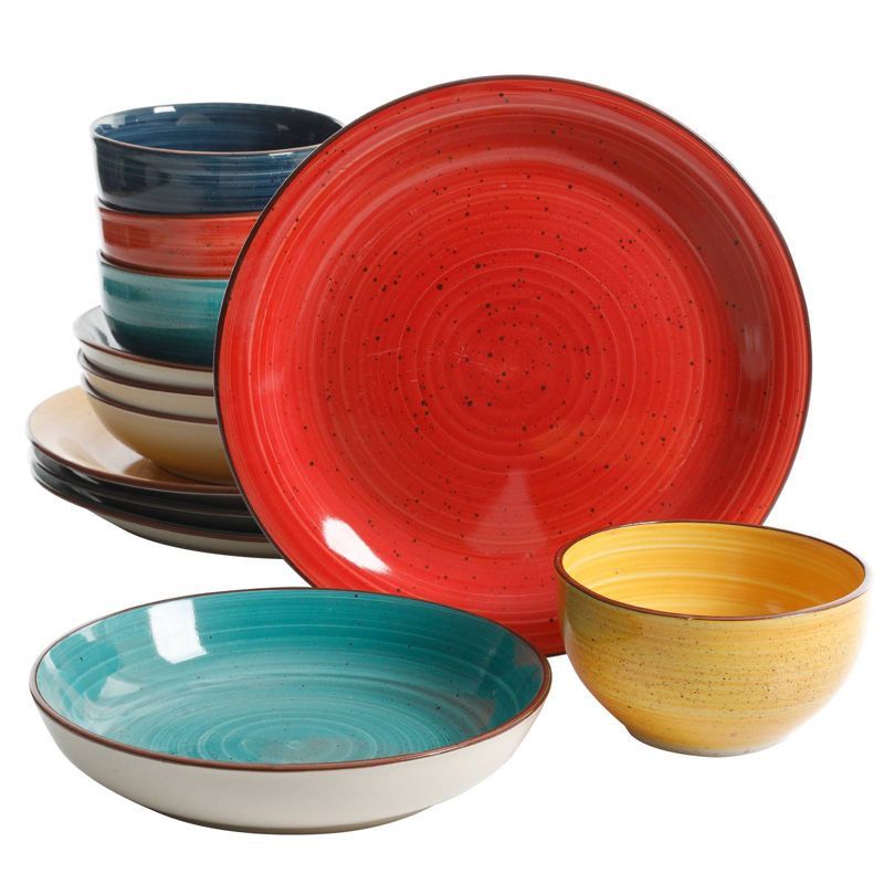 Colorful Speckle Ceramic 12-Piece Dinnerware Set for Four