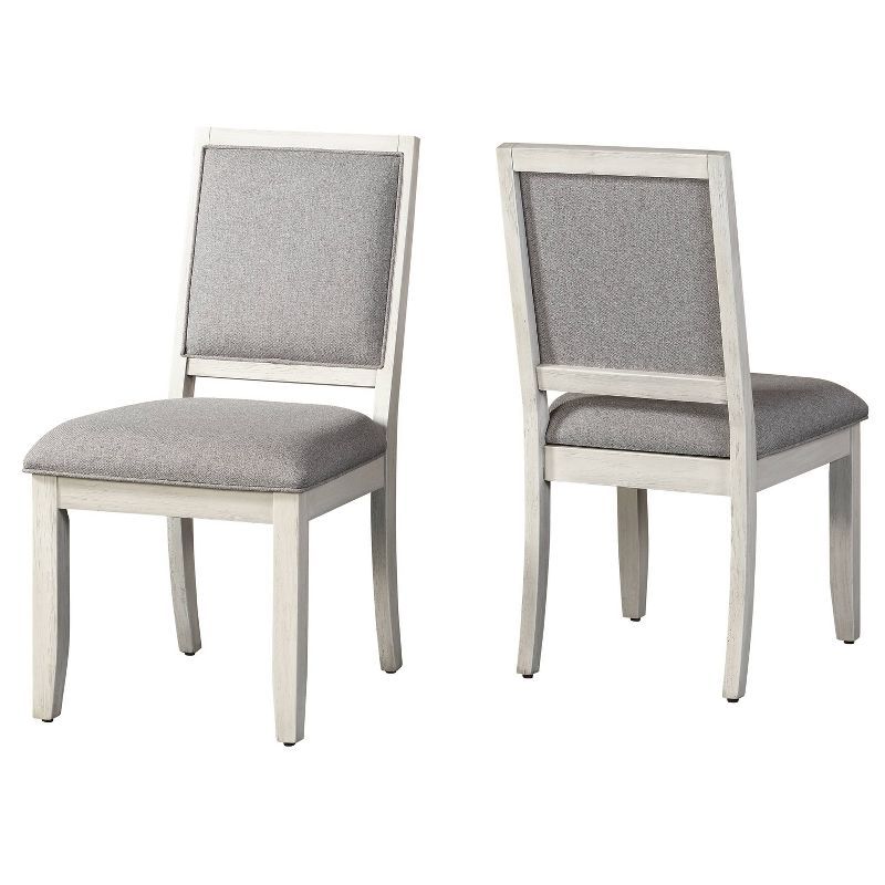 Set of 2 Gray Microfiber Upholstered Parsons Side Chairs with Wood Frame