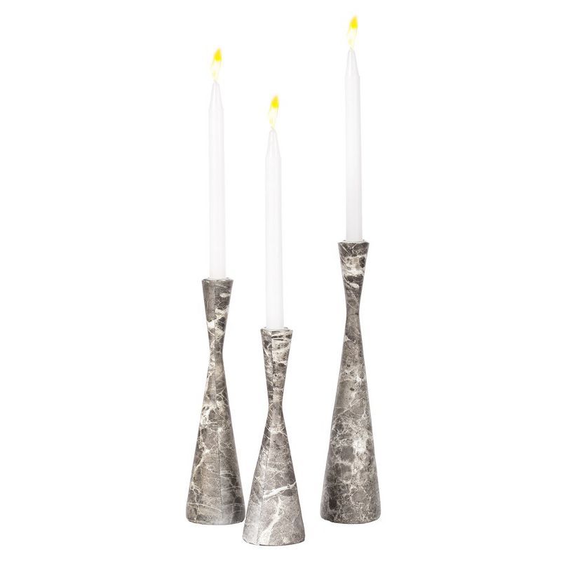 Gray Marble Resin Taper Candle Holders, Pack of 18