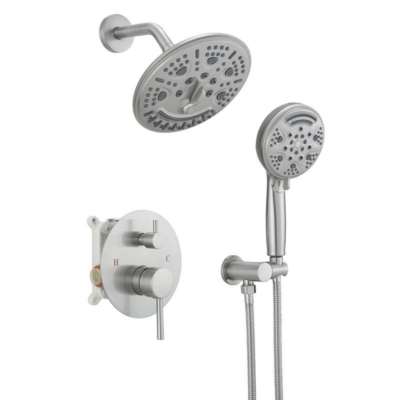 Brushed Nickel Dual Shower Head with Handheld and Rain Spray