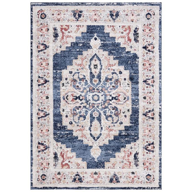 Luna Blue and Beige Synthetic Hand-knotted Area Rug