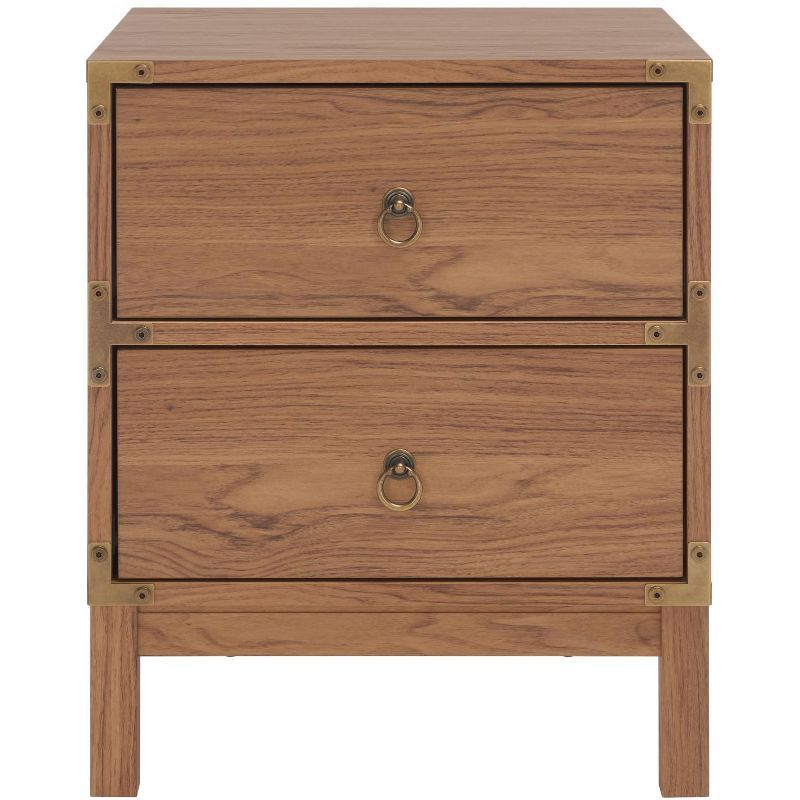 Galio Oak and Gold 2 Drawer Nightstand