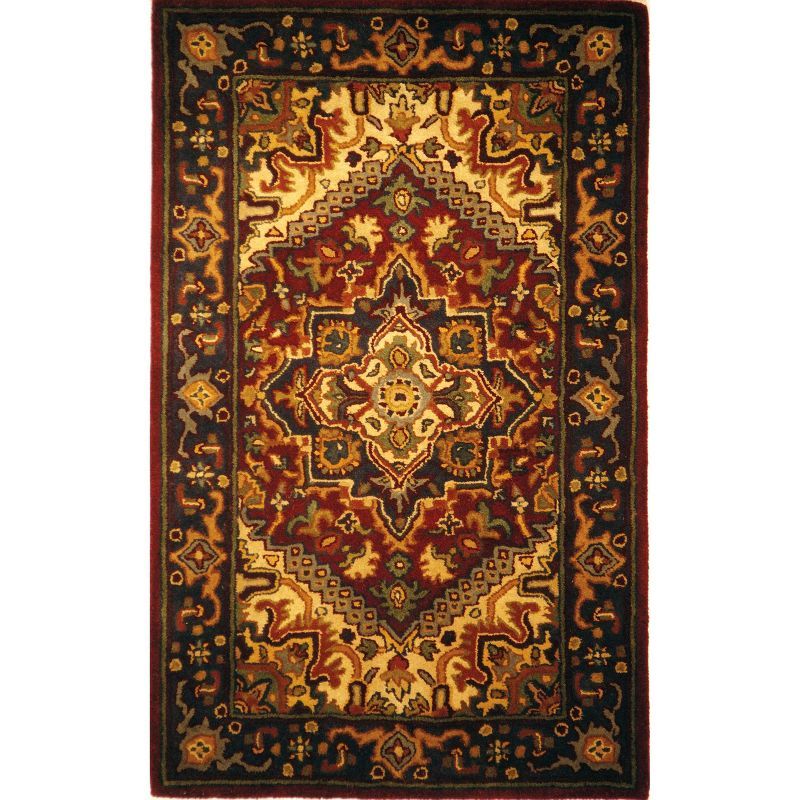 Red Handmade Wool 2' x 3' Traditional Area Rug