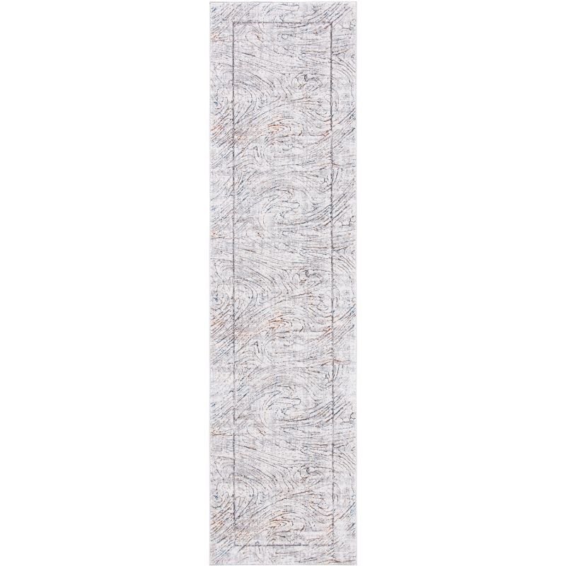 Abstract Gray Reversible Hand-knotted Synthetic Area Rug